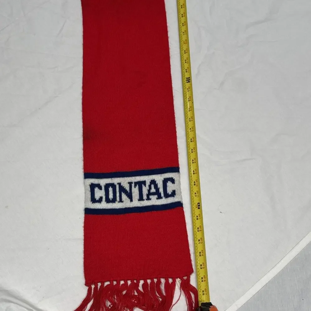Vintage 70’s “Contac” 100% Acrylic Red Scarf w/ Fringe Gently Worn Minor Stains